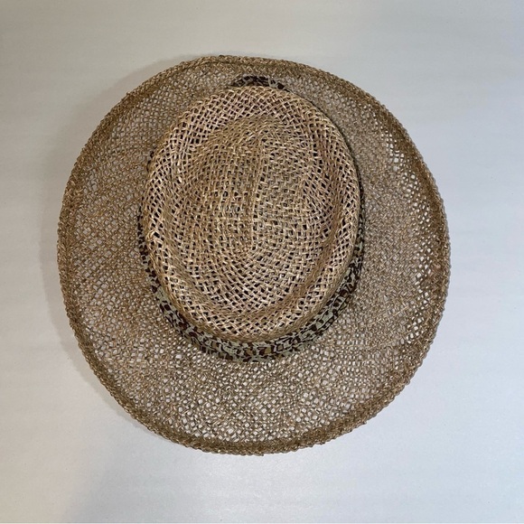 Straw Hat with Cheetah Leopard Print Sash Detail - Picture 3 of 5